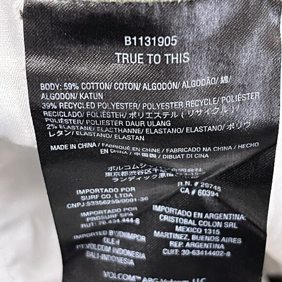 Volcom Mens Olive Green Chino Pants Size 25‎ Relaxed Fit Comfortable - Picture 7 of 11